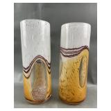 Murano Style Blown Glass Vase Pair