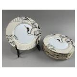 Fitz and Floyd Crane with Pine Set of 8 Plates