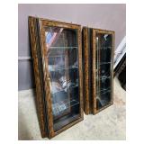 Wall Hanging Glass Shelf Curio Cabinet Pair