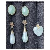 Jade Jewelry Including 14K Earrings