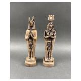 Egyptian Hand Carved Ramses & Anubis Figurines