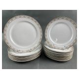 Haviland Limoges France Pink Roses Plate Set 14pcs