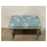 Blue Tufted Bench w/Coral Pattern