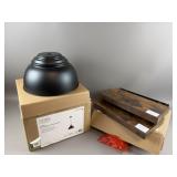 Black Pendant Light (2) Wood Wall Shelves