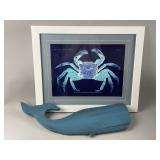 Framed Nautical Crab Art Print, Whale Decor & More