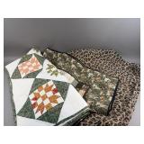 (2) Couch Cushion Covers & Throw Quilts