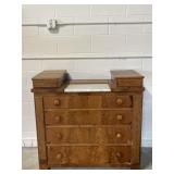 Antq Early Crotch 4-Drawer Chest/ Marble Top