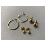 3 Pair of 14K Gold Earrings