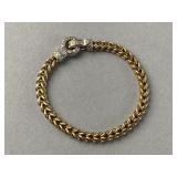 Heavy 14K Gold Bracelet with Diamonds