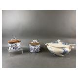 Antique Salt Boxes & Johnson Bros Soup Tureen