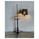 Vintage Metal Floor Lamp w/Pierced Metal Shade