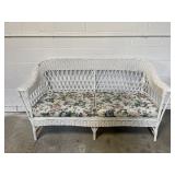 Vintage White Wicker Loveseat