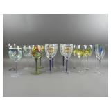 (14) Floral Stemmed Wine Glasses