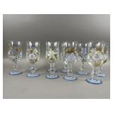 (10) Stemmed Floral Drinking Glasses