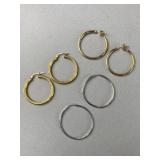 3 Pairs of 14K Hoop Earrings