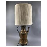 Tinned Copper & Brass Coffee Pot Table Lamp
