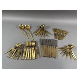 8 Piece Set of Gold Tine Flatware & More