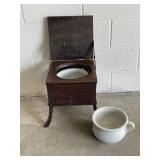Antique Commode Chamber Pot Chair Potty
