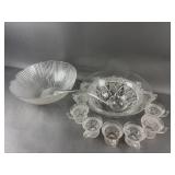 Glass Punch Bowl & Glasses & More