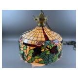 Vintage Stained Glass Hanging Light