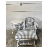 Vintage White Wicker Chair, Round Table & More