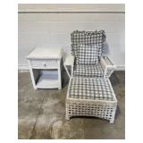 Vintage White Wicker Chair w/magazine Holder/more
