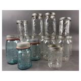 Antique & Vintage Blue & Clear Ball Mason Jars