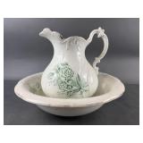 Antique Ford China Wash Pitcher & Basin
