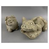 (2) Collectable Concrete Pigs