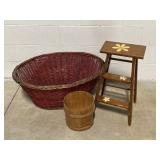Vintage Wooden Woven Basket & More