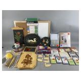 Lot of Craft Supplies & Wooden Art Plaques