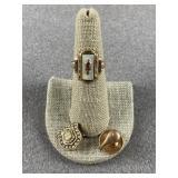 10K Gold Class Ring, Brooch & Shirt Collar Button