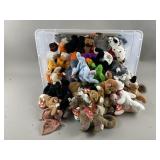 Lot of Vintage Beanie Babies & Container