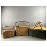 (3) Vintage Woven Picnic Baskets