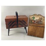 Vintage Wood Cantilever Sewing Box & More