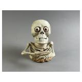 Vtg Cast Iron Skull Money Bank