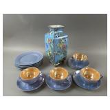 Oriental Vase & Cups & Saucers