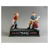 Vtg Cast Metal Baseball Mechanical Bank