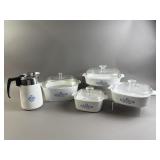 Vtg Blue CorningWare Dishes & More