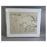 Framed/Signed/# Fletcher Martin Ink Drawing