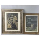 Rustic Wood Framed/Signed Art Work Robillard/More