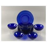 Vintage Cobalt Blue Glass Dinner Plates & Bowls