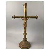 Antique Brass Altar Crucifix