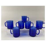 Vintage Arcoroc Cobalt Blue Glass Mugs