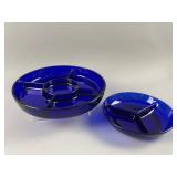 Vtg Divided Serving Dishes Depression Era Glass