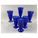Vtg  Cobalt Blue Depression Era Milkshake Glasses