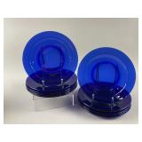 Vtg  Cobalt Blue Depression Era Glass Salad Plates