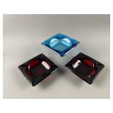 Vtg MCM Anchor Hocking Glass Square Ash Trays