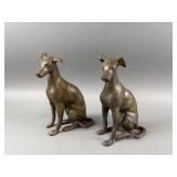 (2) 10" Tall Brass Sitting Dogs