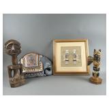 Hand Carved African Wood Figurine & More